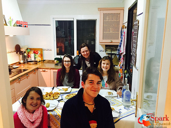 with the homestay family.