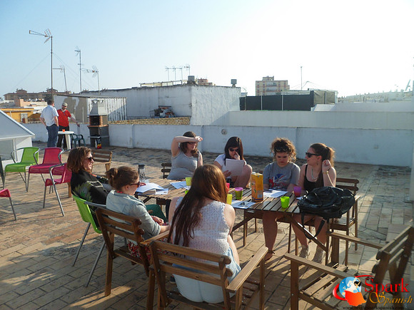 Relaxing on the roof terrace